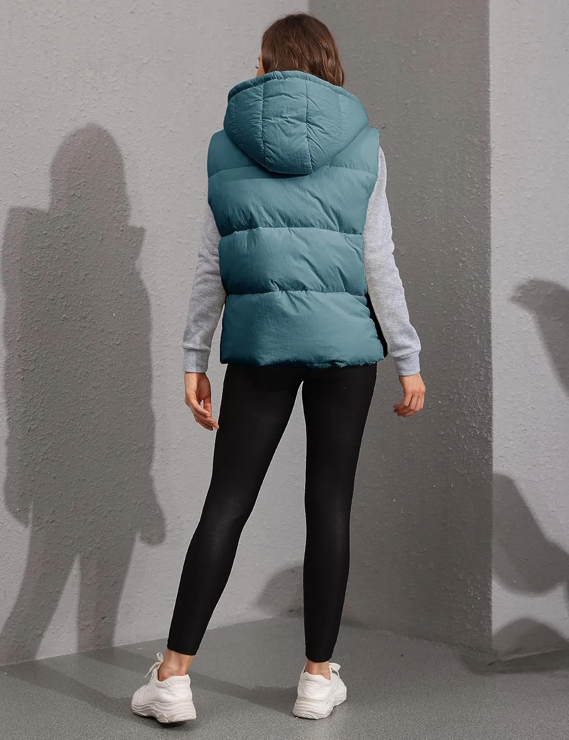 Lentta Women's Sleeveless Quilted Winter Warm Hooded Puffer Vest Padded Gilet Coat