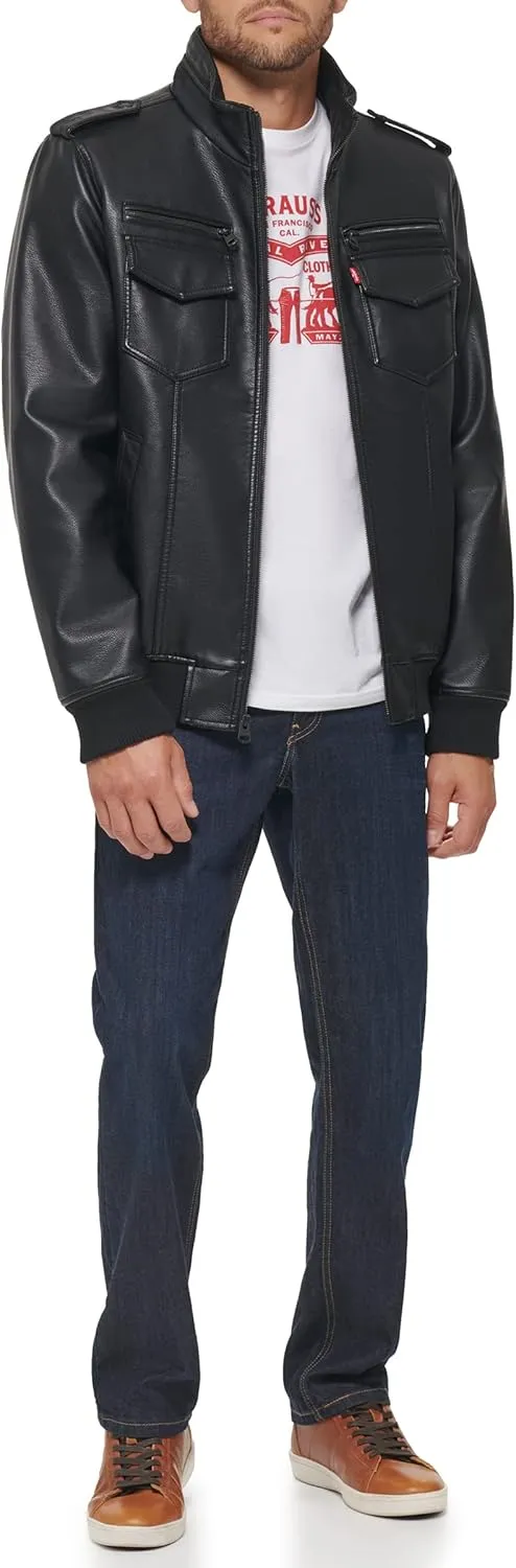 Levi's Men's Faux Leather Aviator Bomber Jacket (Regular & Big & Tall Sizes)