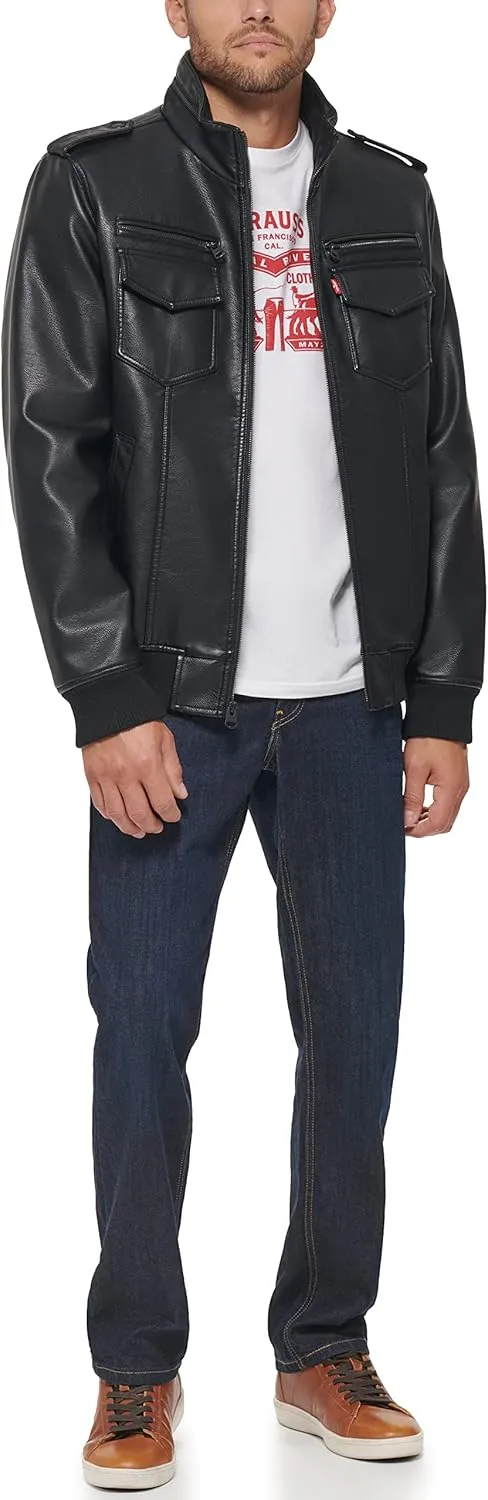 Levi's Men's Faux Leather Aviator Bomber Jacket (Regular & Big & Tall Sizes)