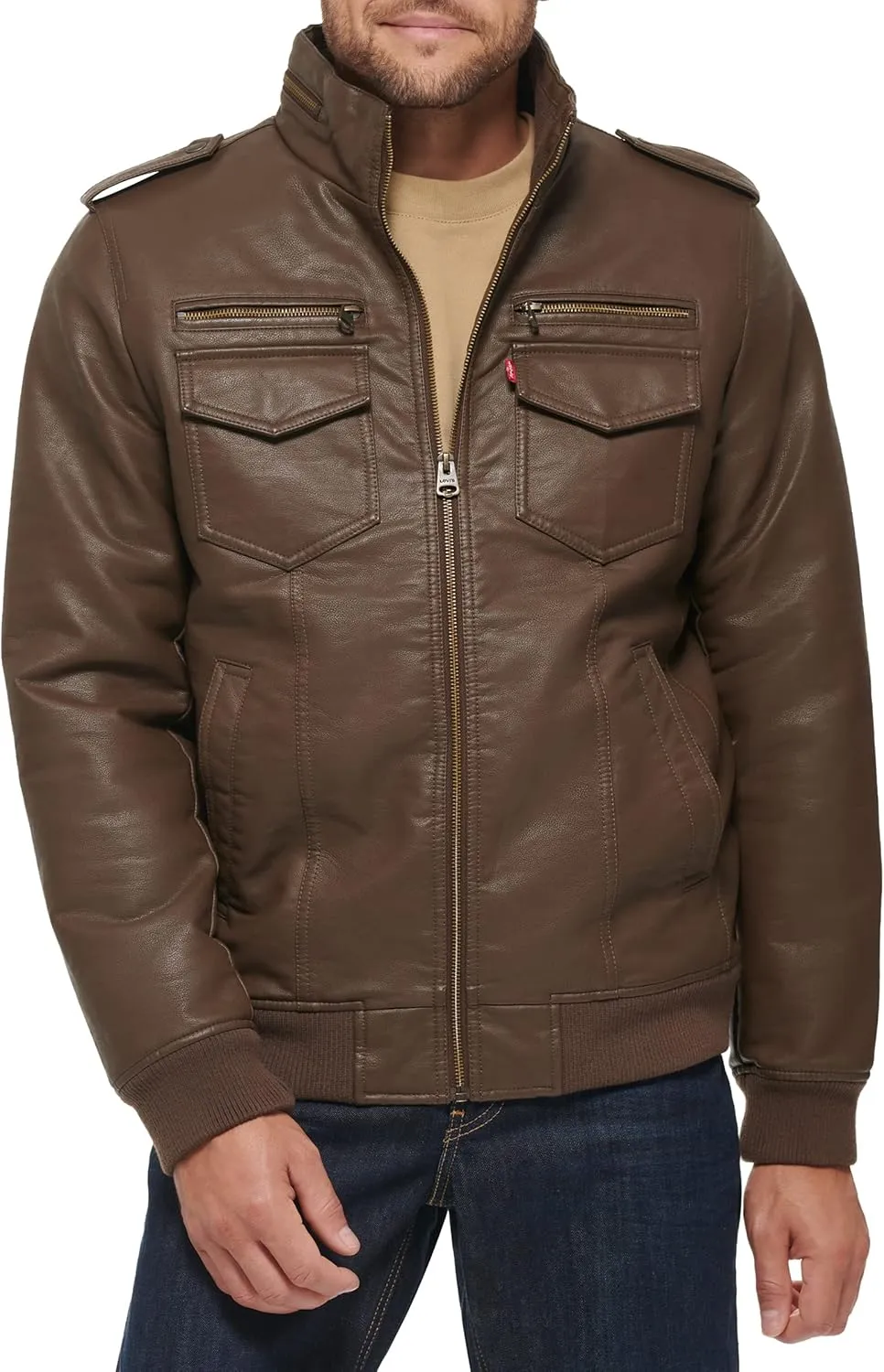 Levi's Men's Faux Leather Aviator Bomber Jacket (Regular & Big & Tall Sizes)