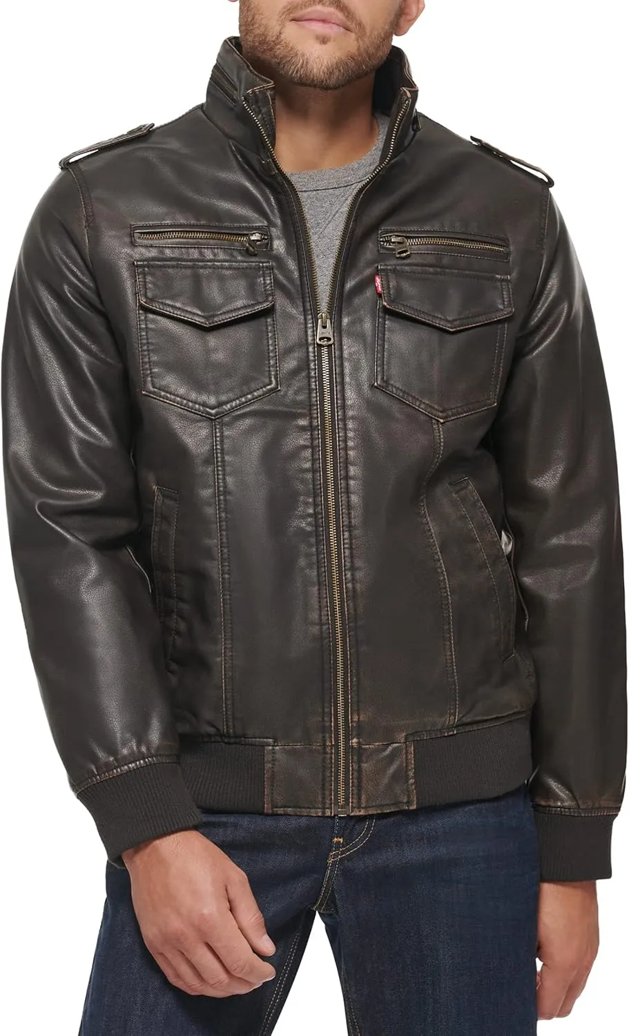 Levi's Men's Faux Leather Aviator Bomber Jacket (Regular & Big & Tall Sizes)