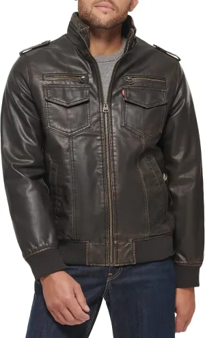 Levi's Men's Faux Leather Aviator Bomber Jacket (Regular & Big & Tall Sizes)