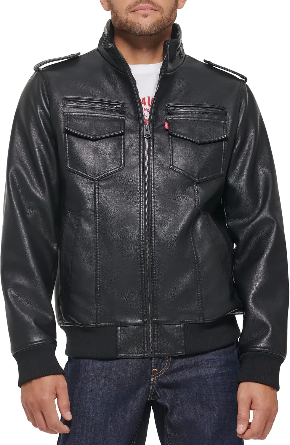 Levi's Men's Faux Leather Aviator Bomber Jacket (Regular & Big & Tall Sizes)