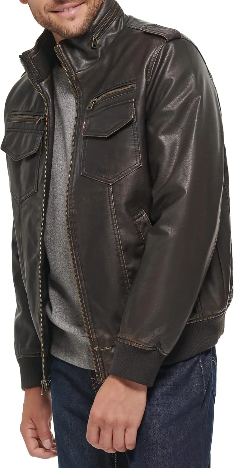 Levi's Men's Faux Leather Aviator Bomber Jacket (Regular & Big & Tall Sizes)
