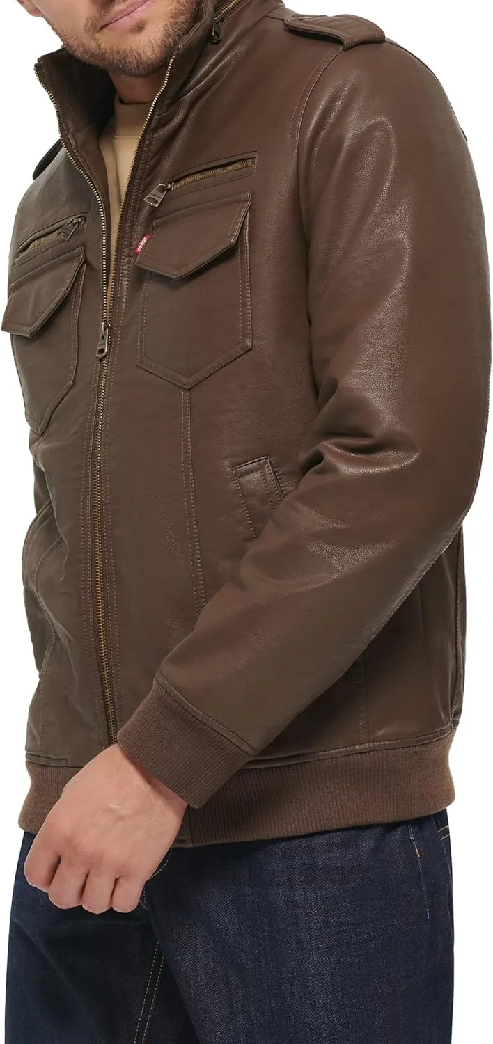 Levi's Men's Faux Leather Aviator Bomber Jacket (Regular & Big & Tall Sizes)