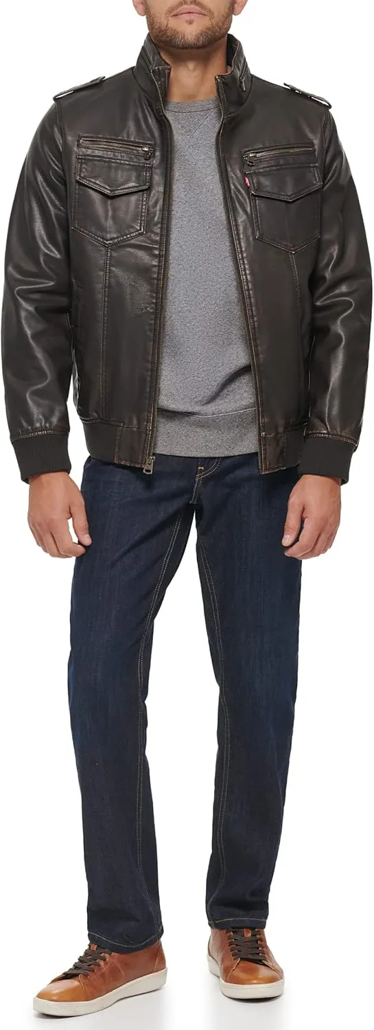Levi's Men's Faux Leather Aviator Bomber Jacket (Regular & Big & Tall Sizes)