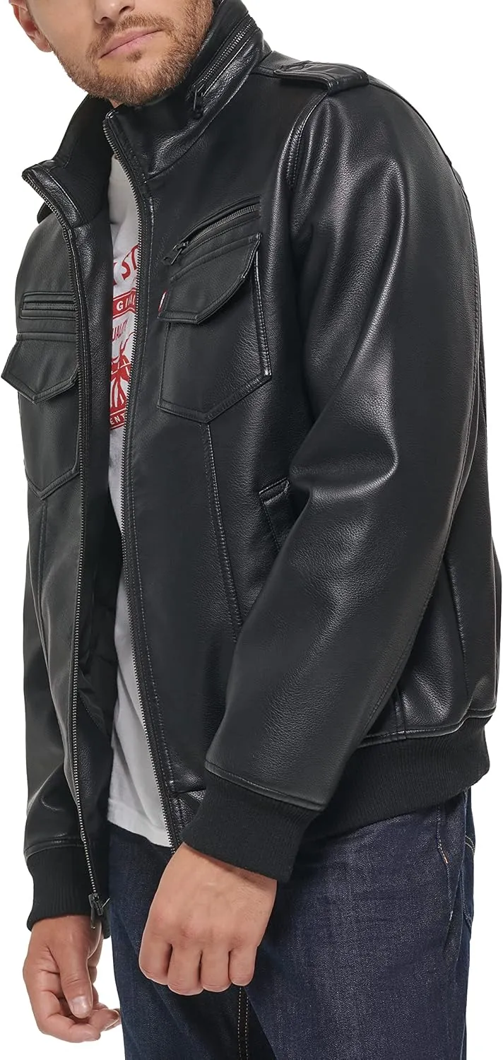 Levi's Men's Faux Leather Aviator Bomber Jacket (Regular & Big & Tall Sizes)