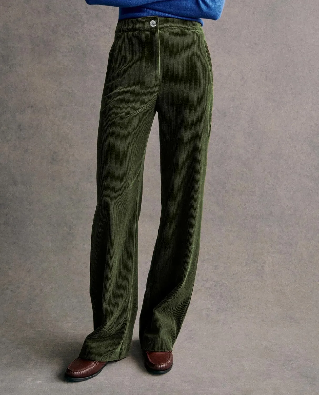 LifeShe Women Corduroy Pants Elastic Waisted Straight Leg Pant Casual Stretchy Baggy Boyfriend Long Trousers