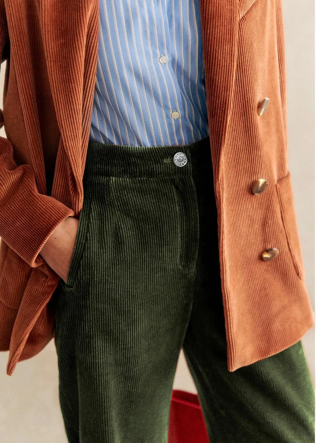 LifeShe Women Corduroy Pants Elastic Waisted Straight Leg Pant Casual Stretchy Baggy Boyfriend Long Trousers