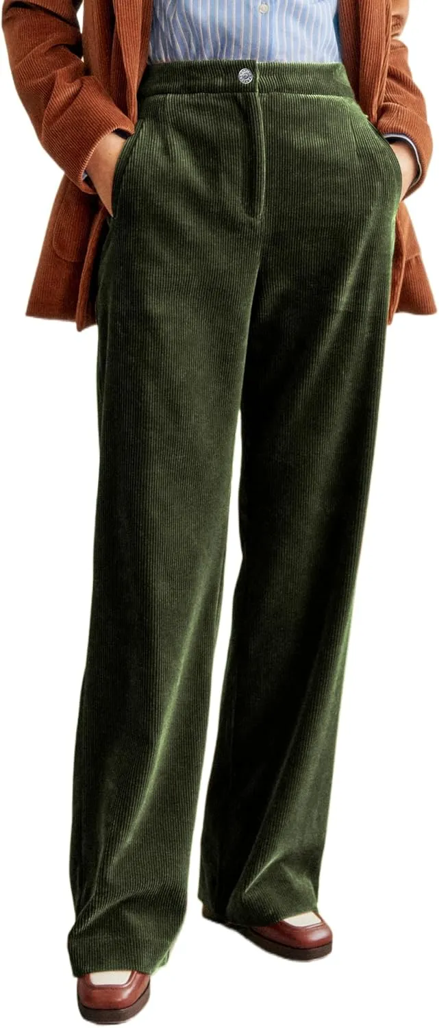 LifeShe Women Corduroy Pants Elastic Waisted Straight Leg Pant Casual Stretchy Baggy Boyfriend Long Trousers