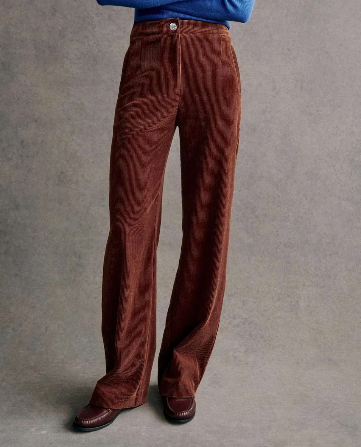 LifeShe Women Corduroy Pants Elastic Waisted Straight Leg Pant Casual Stretchy Baggy Boyfriend Long Trousers
