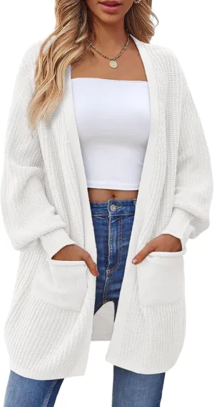 LILLUSORY Long Oversized Cardigans Sweaters for Women Open Front Knit Fall with Pockets 2025 Outfits Fashion