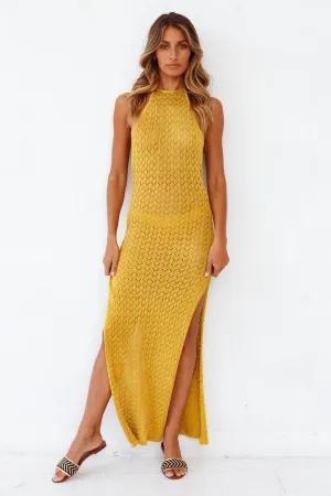 LIONESS St Tropez Maxi Dress Gold