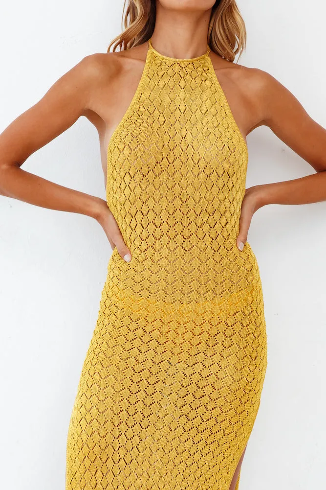 LIONESS St Tropez Maxi Dress Gold