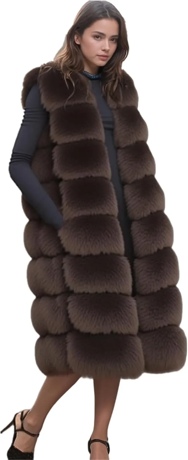 Lisa Colly Winter Waistcoat Women's Faux Fur Vest Sleeveless Jacket Coat Outerwear