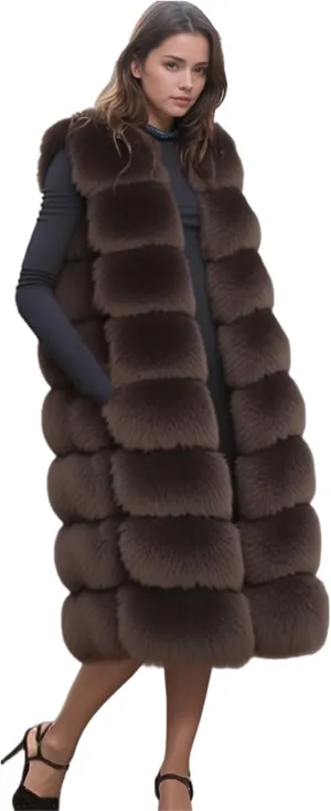 Lisa Colly Winter Waistcoat Women's Faux Fur Vest Sleeveless Jacket Coat Outerwear