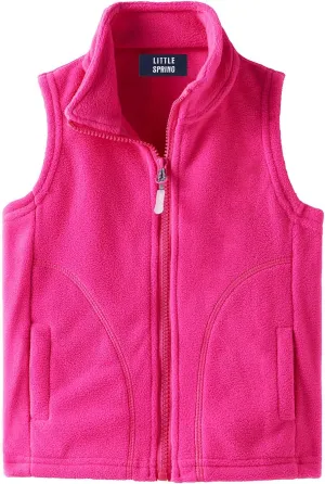 LittleSpring Kids Fleece Vest Jacket Full-Zip Warm Sleeveless