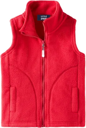LittleSpring Kids Fleece Vest Jacket Full-Zip Warm Sleeveless