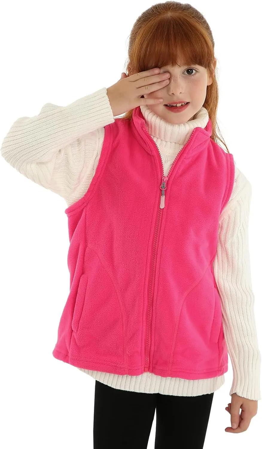 LittleSpring Kids Fleece Vest Jacket Full-Zip Warm Sleeveless