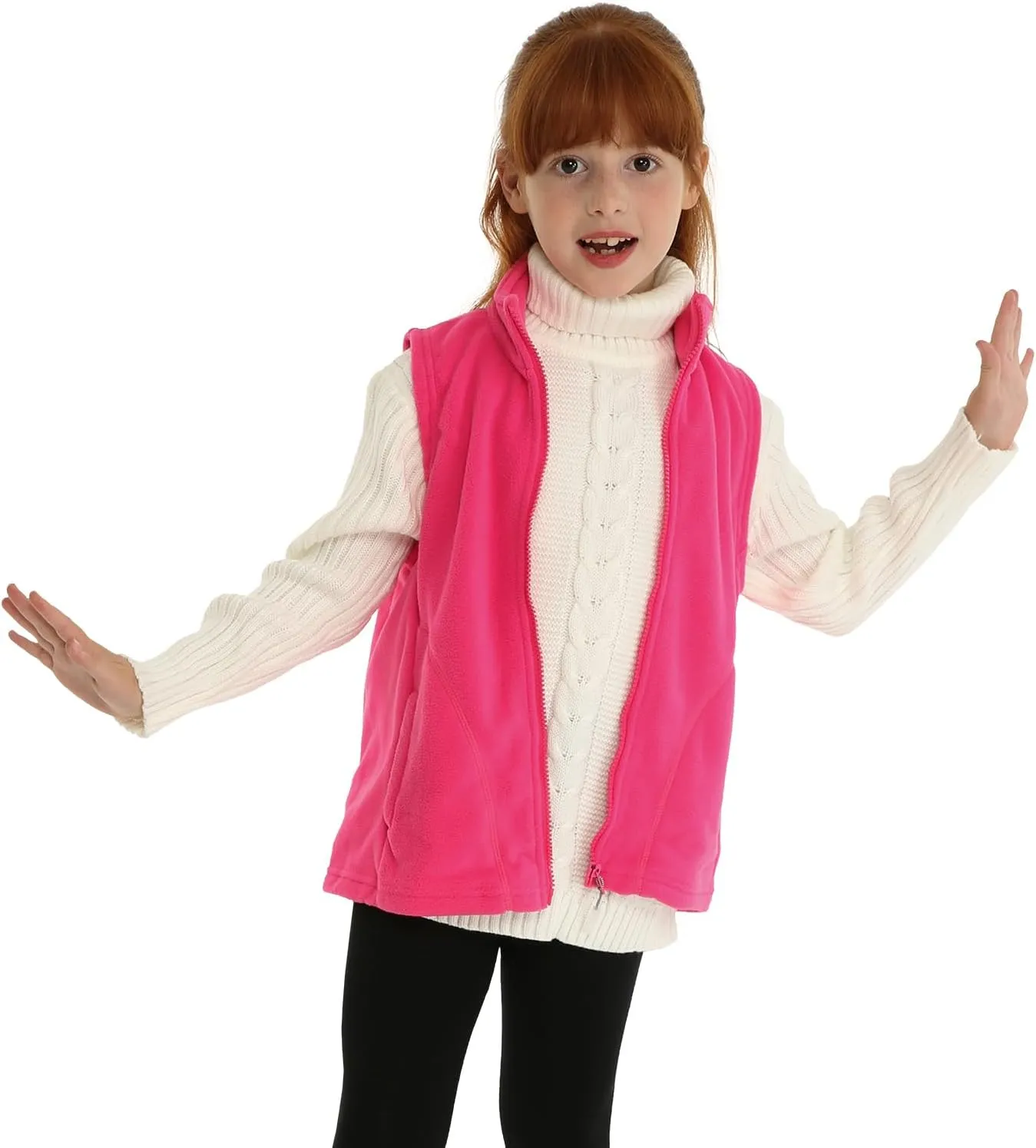 LittleSpring Kids Fleece Vest Jacket Full-Zip Warm Sleeveless