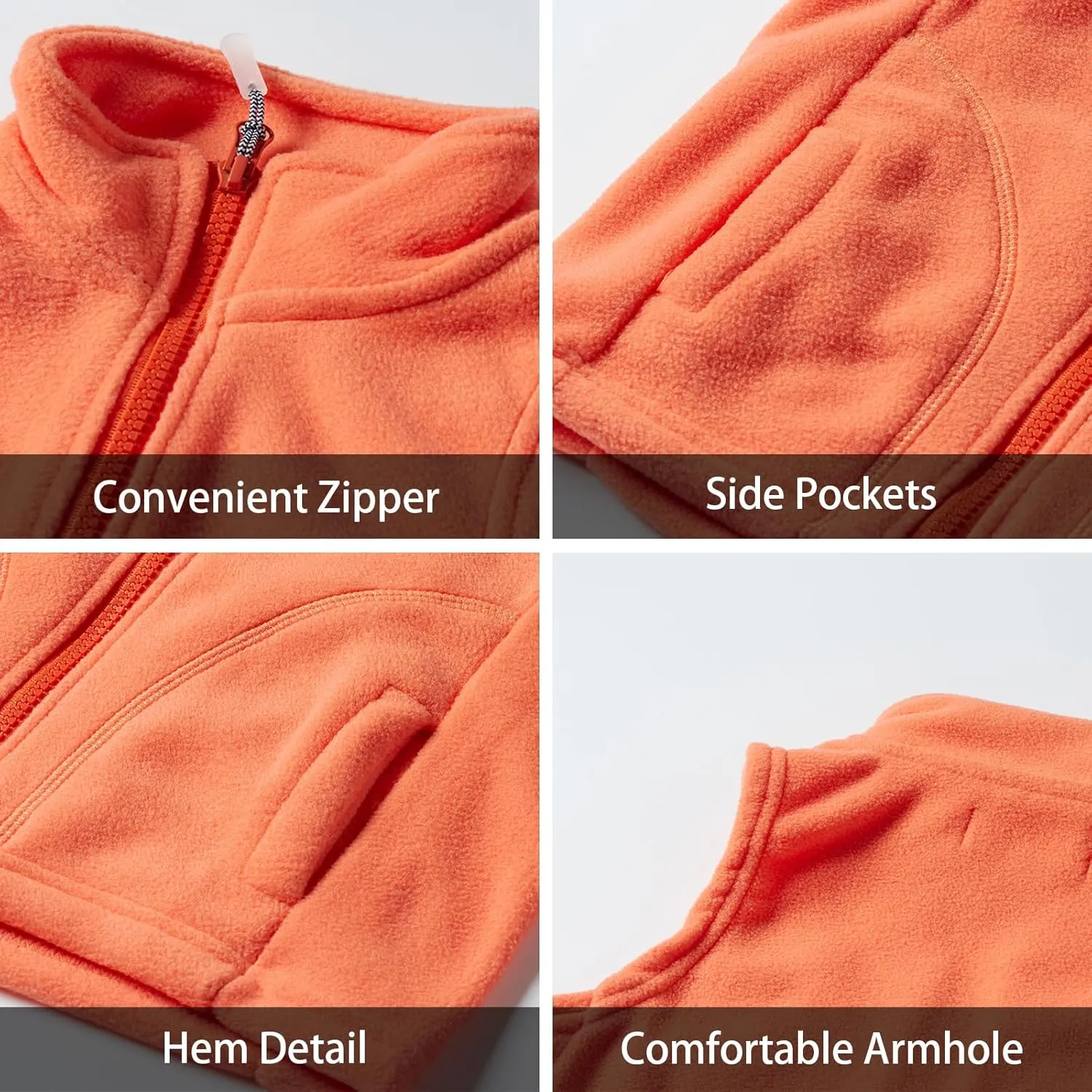 LittleSpring Kids Fleece Vest Jacket Full-Zip Warm Sleeveless
