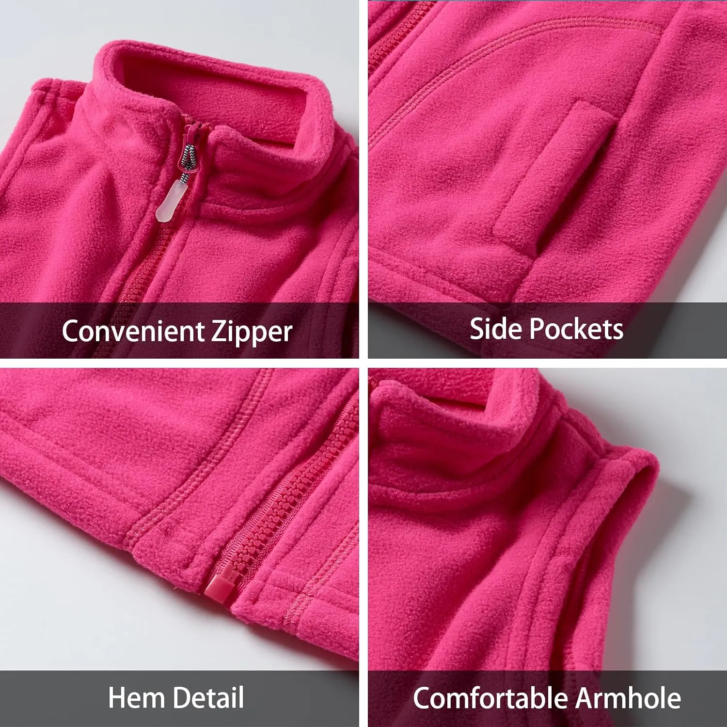 LittleSpring Kids Fleece Vest Jacket Full-Zip Warm Sleeveless