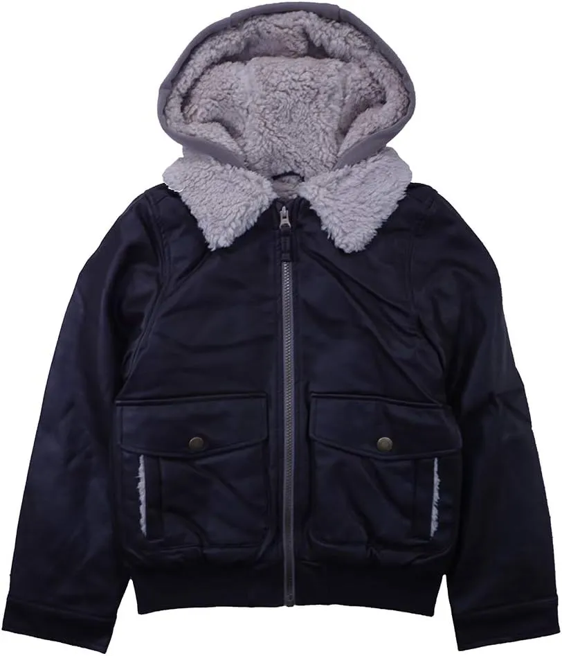 London Fog Little/Big Boys Faux Leather Aviator Style Outerwear Jacket