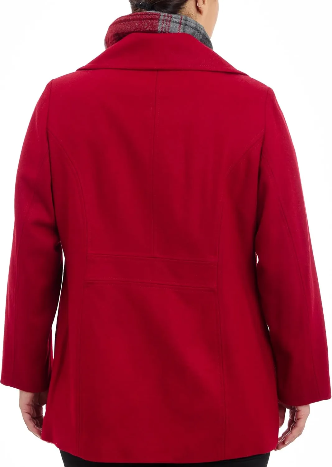 LONDON FOG Women's Plus-Size Double Breasted Peacoat with Scarf