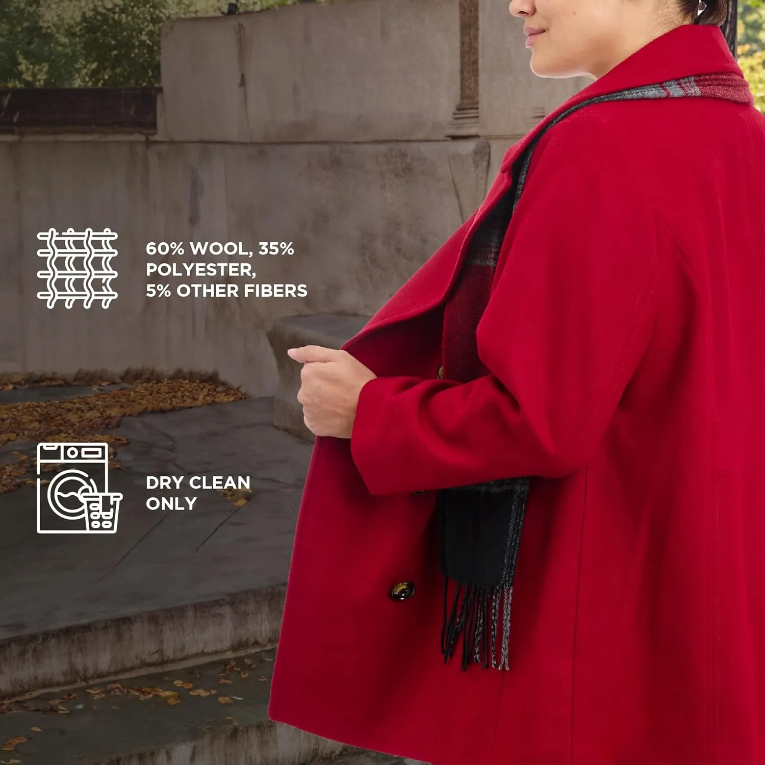 LONDON FOG Women's Plus-Size Double Breasted Peacoat with Scarf