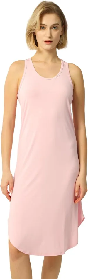 Long Nightgown for Women - Viscose Made from Bamboo, Soft Sleeveless Sleep Shirt Summer Cute Racerback Sleep Dress