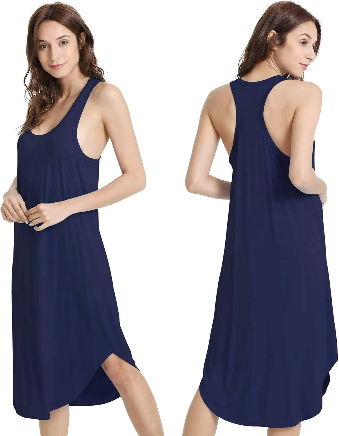 Long Nightgown for Women - Viscose Made from Bamboo, Soft Sleeveless Sleep Shirt Summer Cute Racerback Sleep Dress