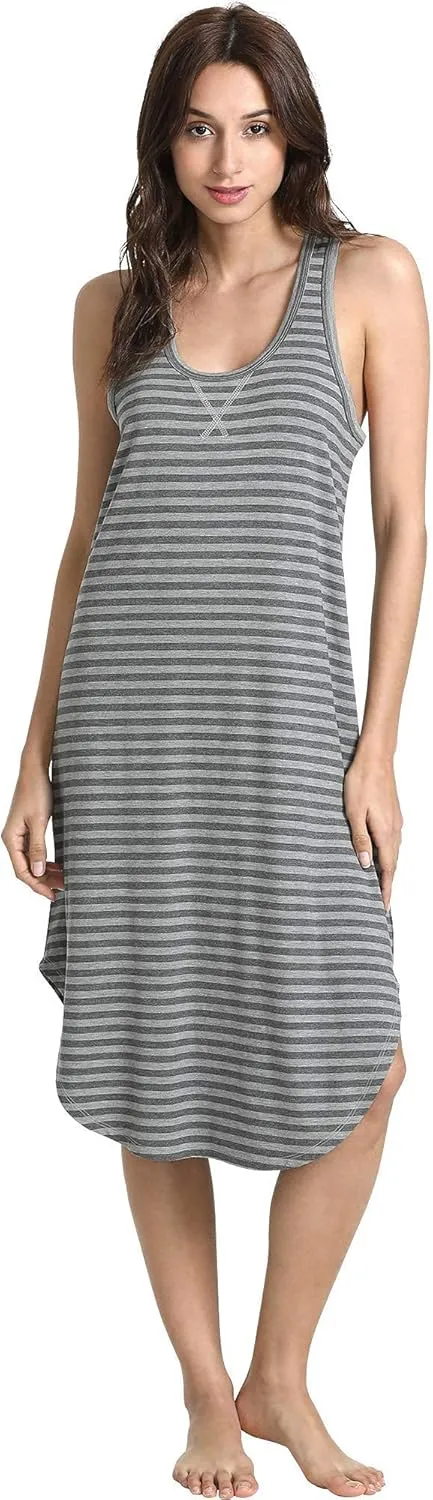 Long Nightgown for Women - Viscose Made from Bamboo, Soft Sleeveless Sleep Shirt Summer Cute Racerback Sleep Dress