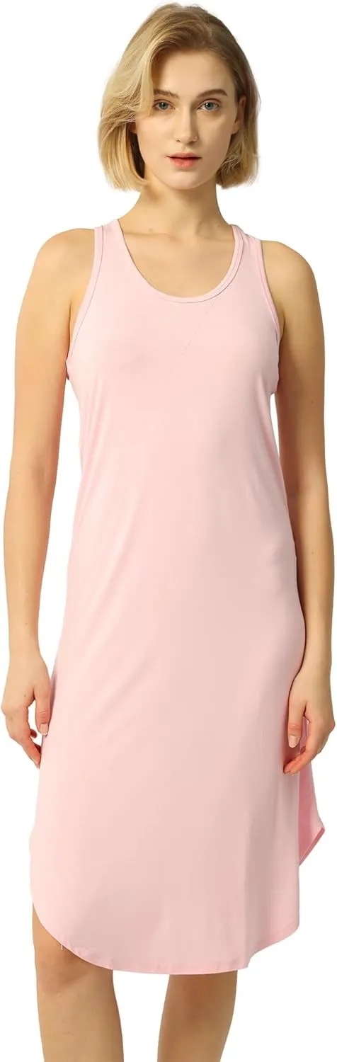 Long Nightgown for Women - Viscose Made from Bamboo, Soft Sleeveless Sleep Shirt Summer Cute Racerback Sleep Dress
