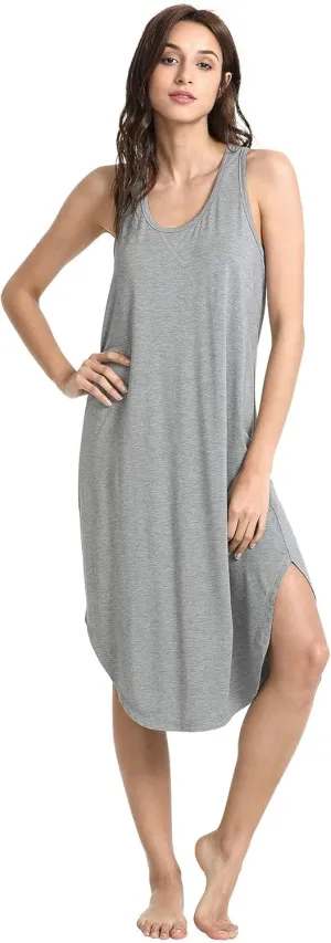 Long Nightgown for Women - Viscose Made from Bamboo, Soft Sleeveless Sleep Shirt Summer Cute Racerback Sleep Dress