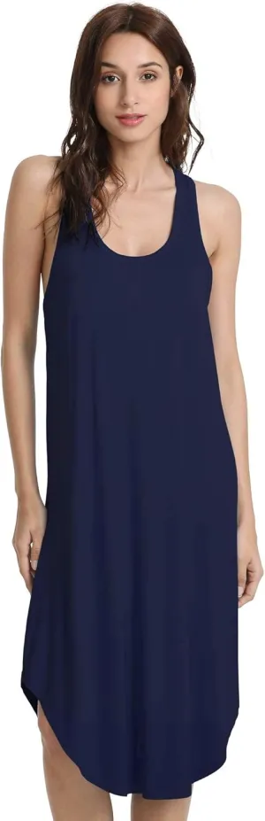 Long Nightgown for Women - Viscose Made from Bamboo, Soft Sleeveless Sleep Shirt Summer Cute Racerback Sleep Dress