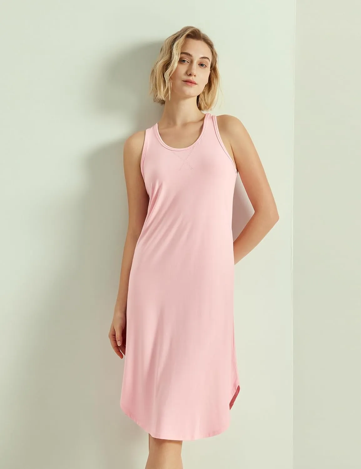 Long Nightgown for Women - Viscose Made from Bamboo, Soft Sleeveless Sleep Shirt Summer Cute Racerback Sleep Dress