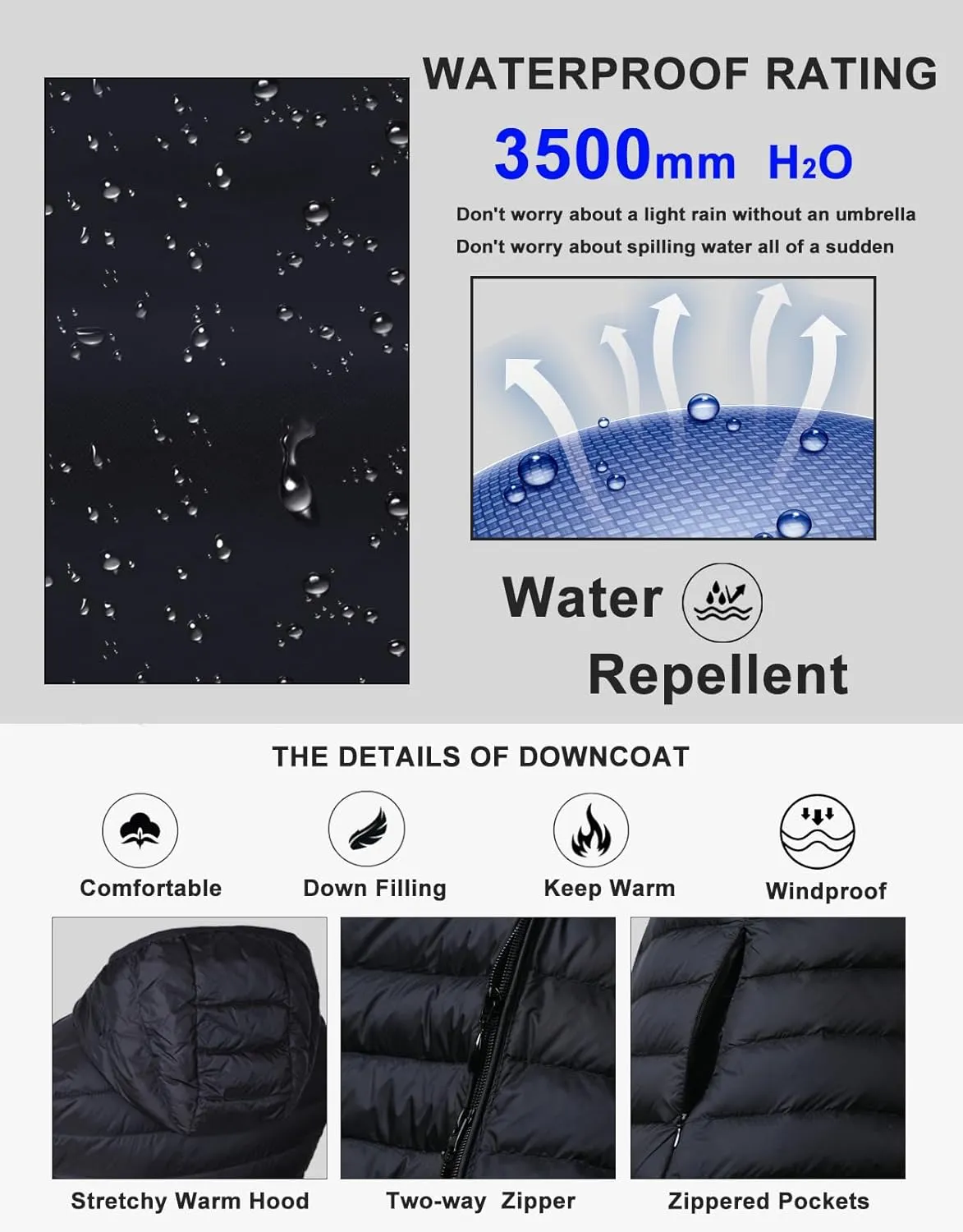 Long Puffer Vest with Hood Lightweight Down Vest Women Sleeveless Puffer Jacket Zipper