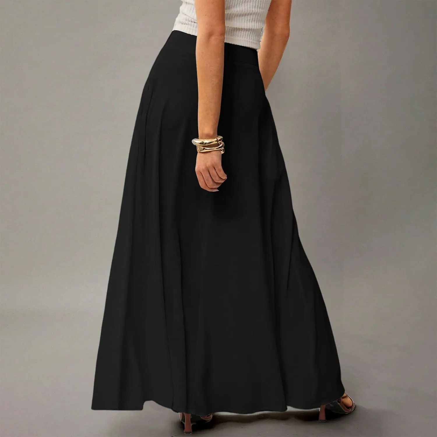 Long Skirts for Women 2025 Summer Vacation High Waisted A Line Skirt Elegant Work Office Flowy Maxi Skirt with Pockets