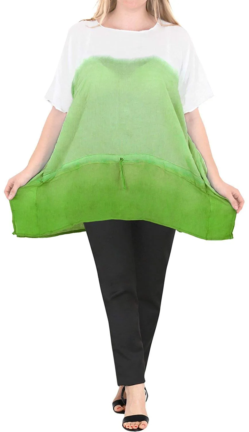 Loose Fit Plus Size Loose Beachwear Casual Blouse Women's Top Green 14 - 18