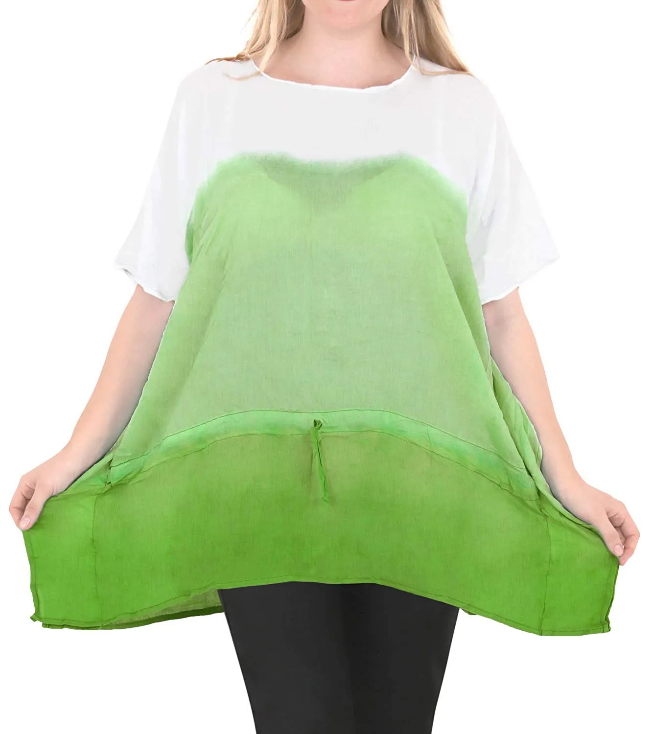 Loose Fit Plus Size Loose Beachwear Casual Blouse Women's Top Green 14 - 18