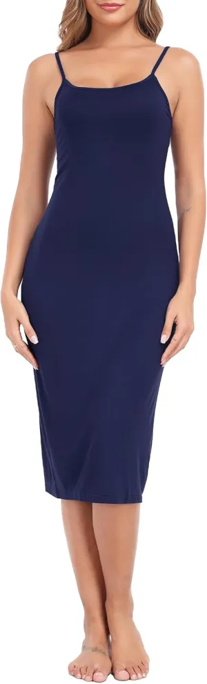 Lovasy Women's Full Slip for Under Dresses Cami Slip Mini Dress Adjustable Straps Basic Long Full Slips Nightgown S-3XL