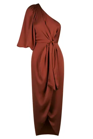 Luxe Tie Front One Shoulder Dress