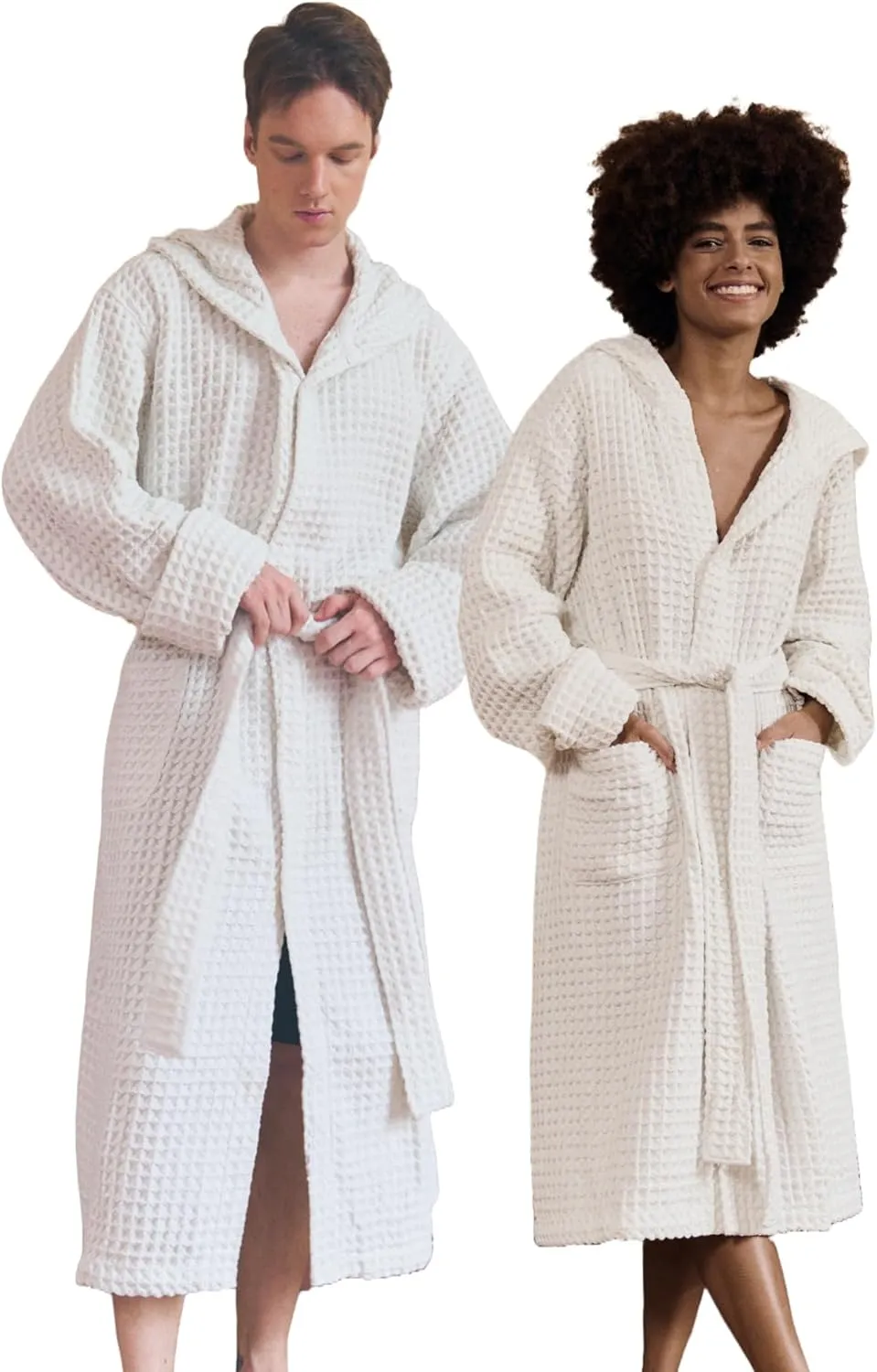 Luxury Hotel & Spa Silk-infused Japanese Cotton Waffle Unisex Hooded Bathrobe