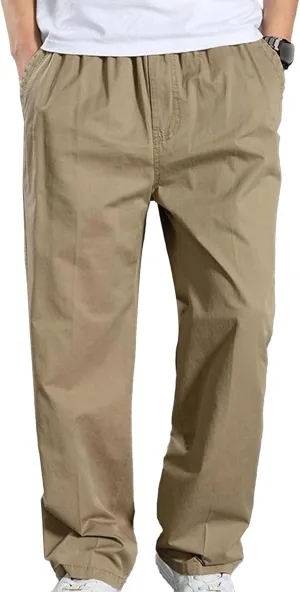 Maiyifu-GJ Men's Casual Loose Cargo Pants Lightweight Elastic Waist Hiking Sweatpants Athletic Joggers Trousers with Pockets