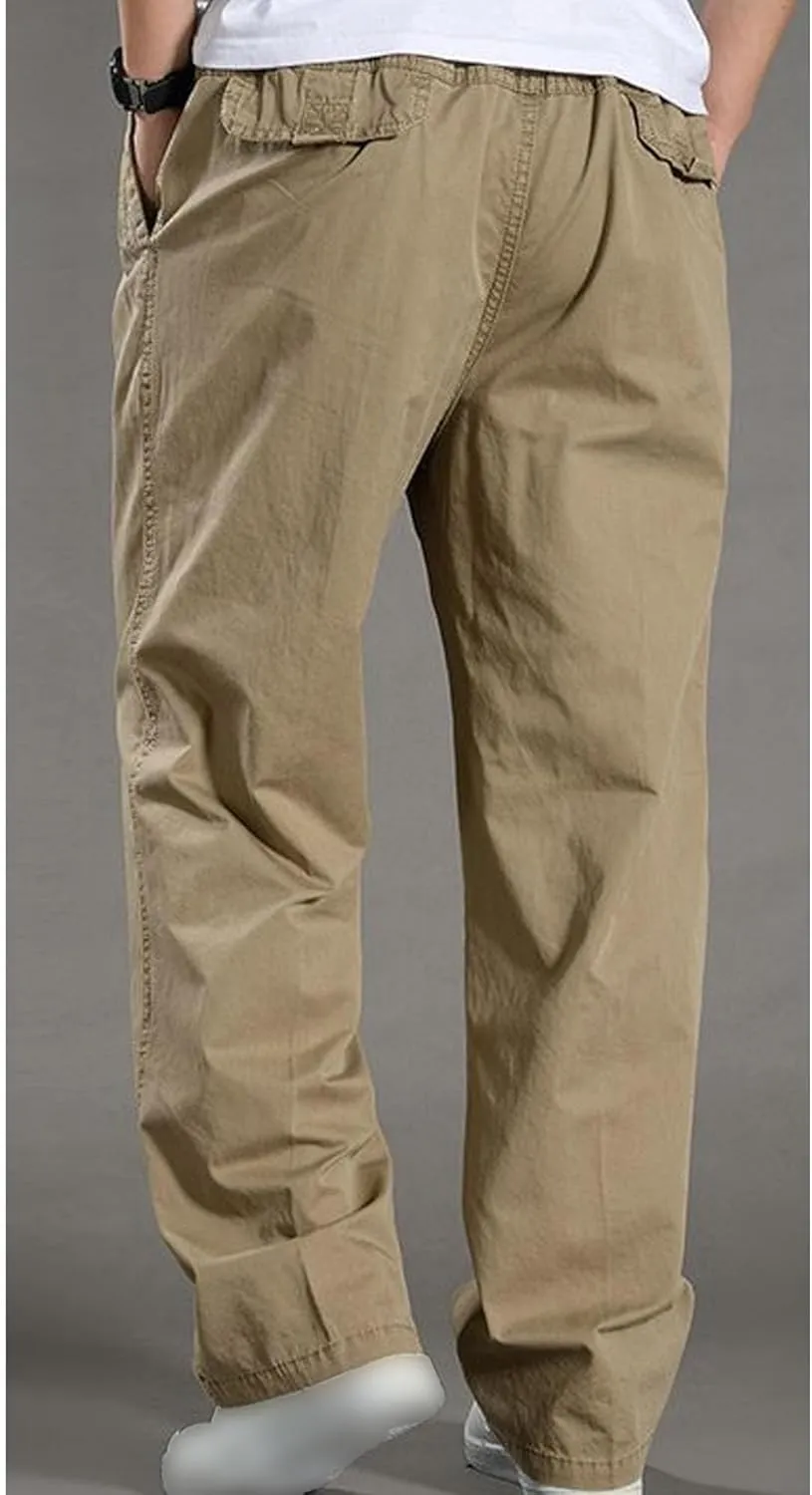 Maiyifu-GJ Men's Casual Loose Cargo Pants Lightweight Elastic Waist Hiking Sweatpants Athletic Joggers Trousers with Pockets