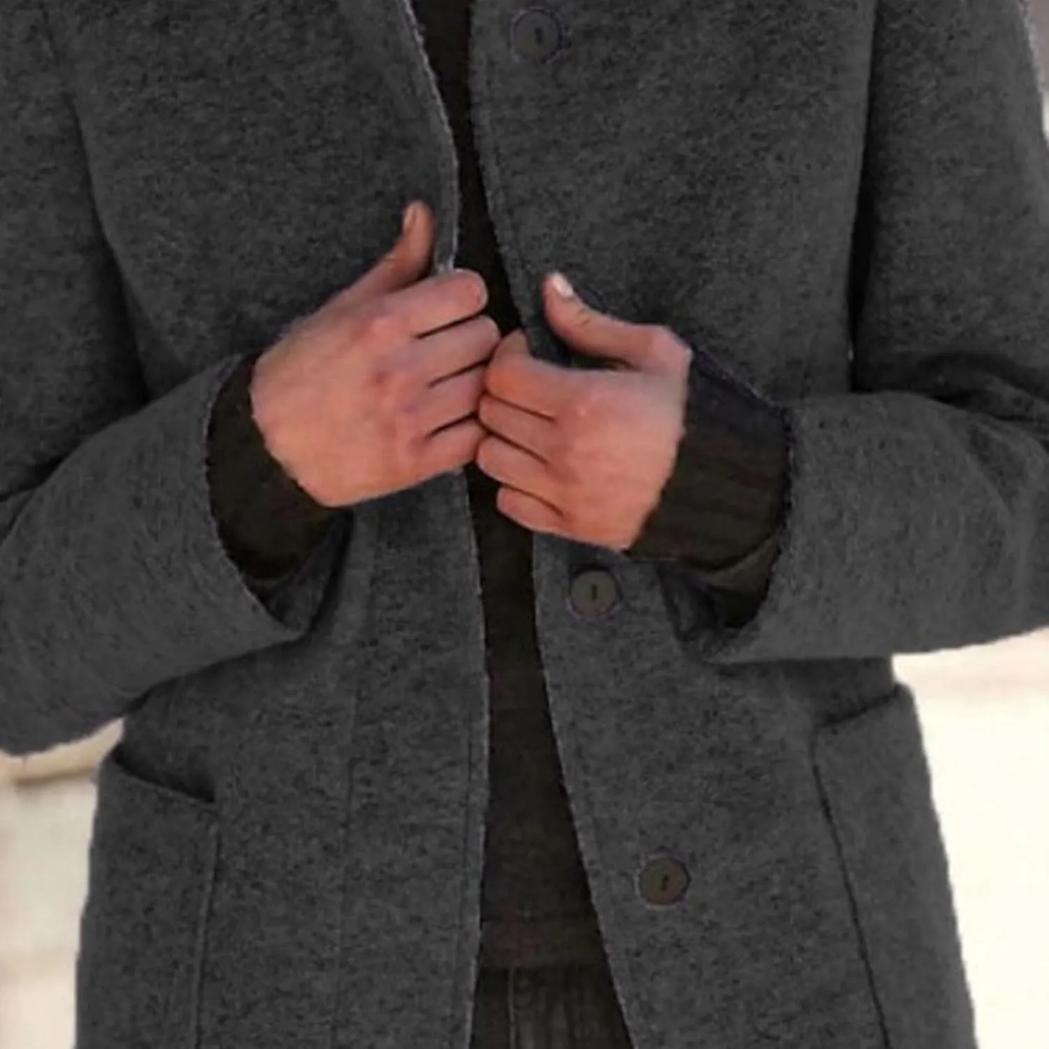 Maiyifu-GJ Womens Elegant Single Breasted Wool Trench Coat Casual Stand Collar Slim Fit Jacket Fall Long Sleeve Cardigan