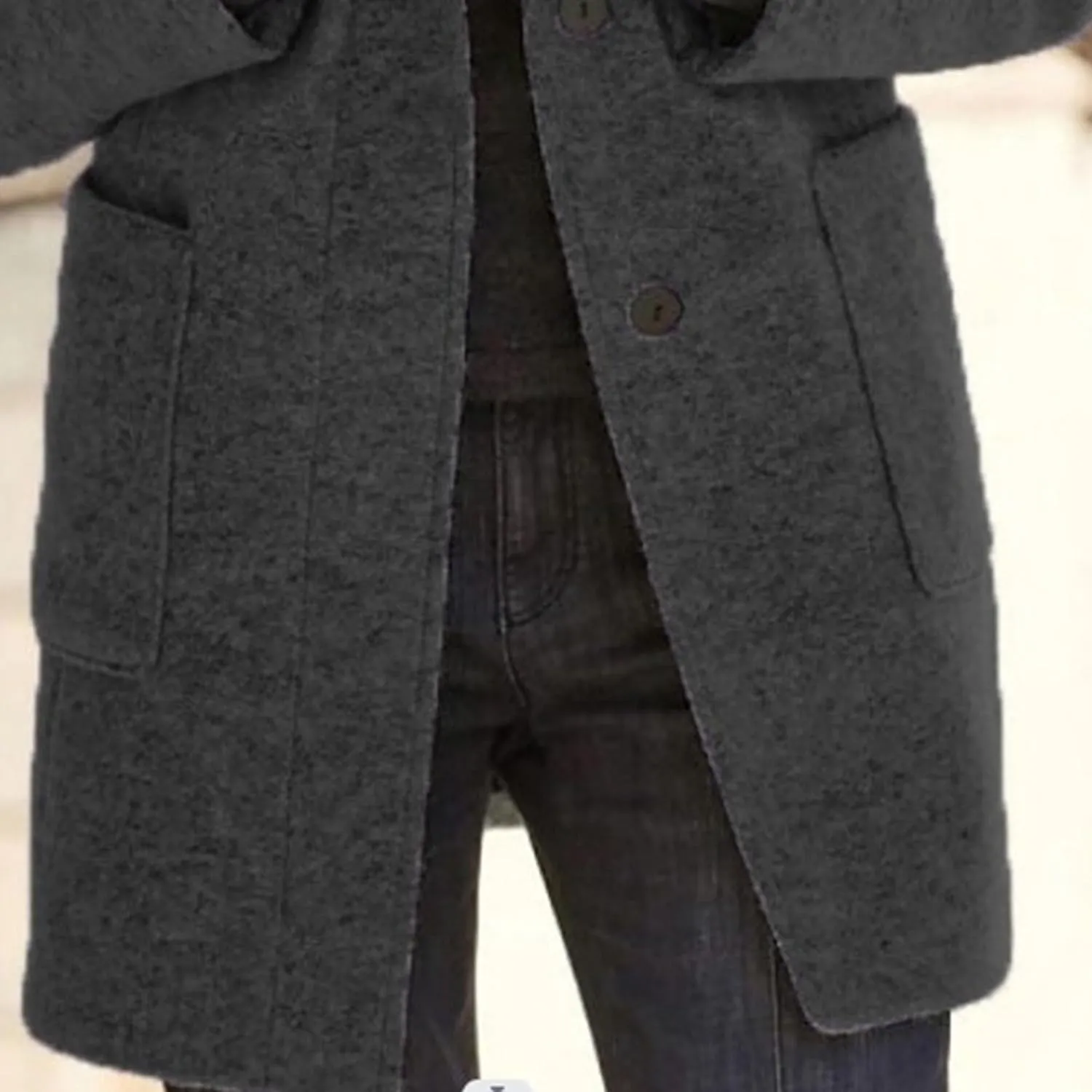 Maiyifu-GJ Womens Elegant Single Breasted Wool Trench Coat Casual Stand Collar Slim Fit Jacket Fall Long Sleeve Cardigan