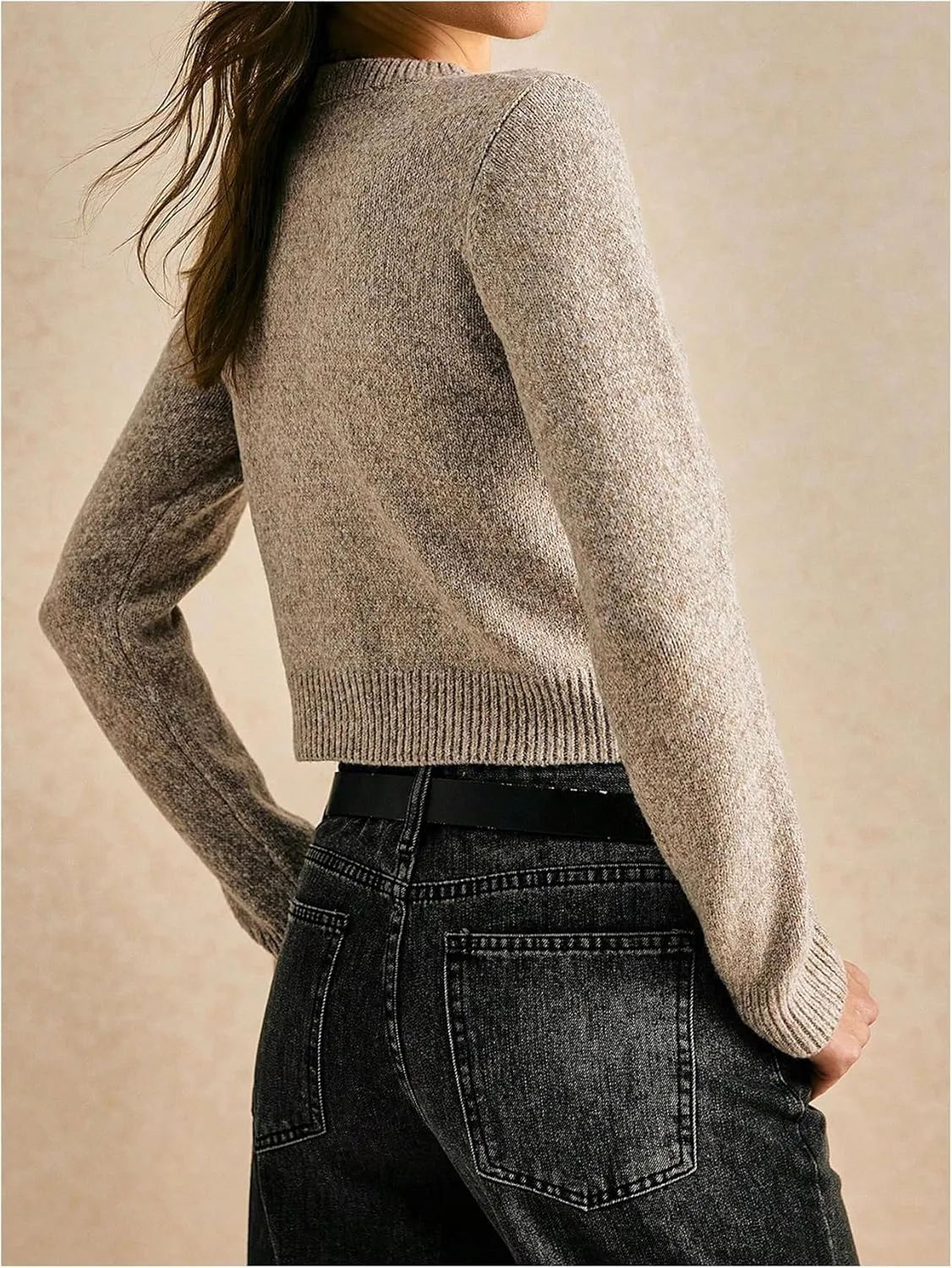 MakeMeChic Women's Cardigan Sweater Crew Neck Long Sleeve Button Down Fall Outerwear