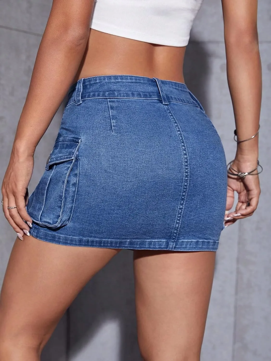 MakeMeChic Women's Denim Skirt Y2K Denim Skort Low Rise Mini Jean Skirt