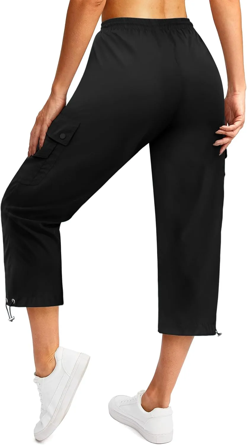 Marvmys Women's Cargo Capris Hiking Pants Lightweight Quick Dry Athletic Travel Cropped Pants with 6 Pockets
